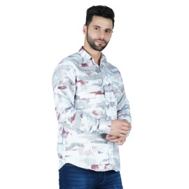 Men's Maroon jack Print Shirt